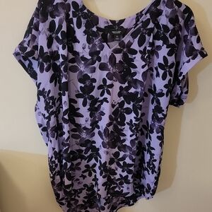 Simply Vera Vera Wang Purple and Black Floral Blouse